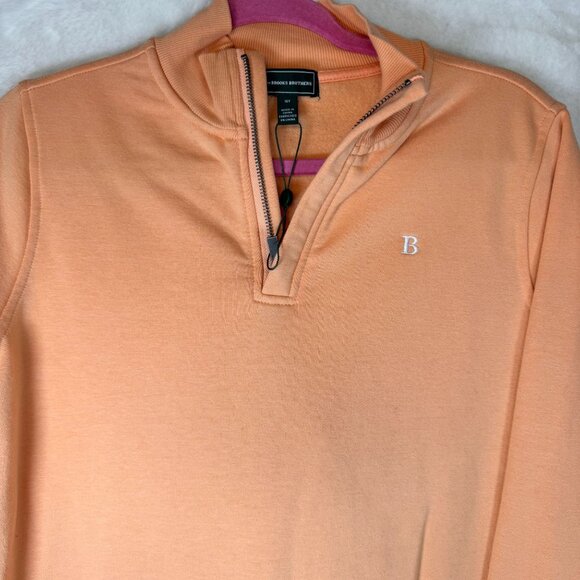 A0008 Brooks Brothers Youth Half-Zip Pullover Sweatshirt 16Y Peach Cotton NWT - Picture 1 of 8